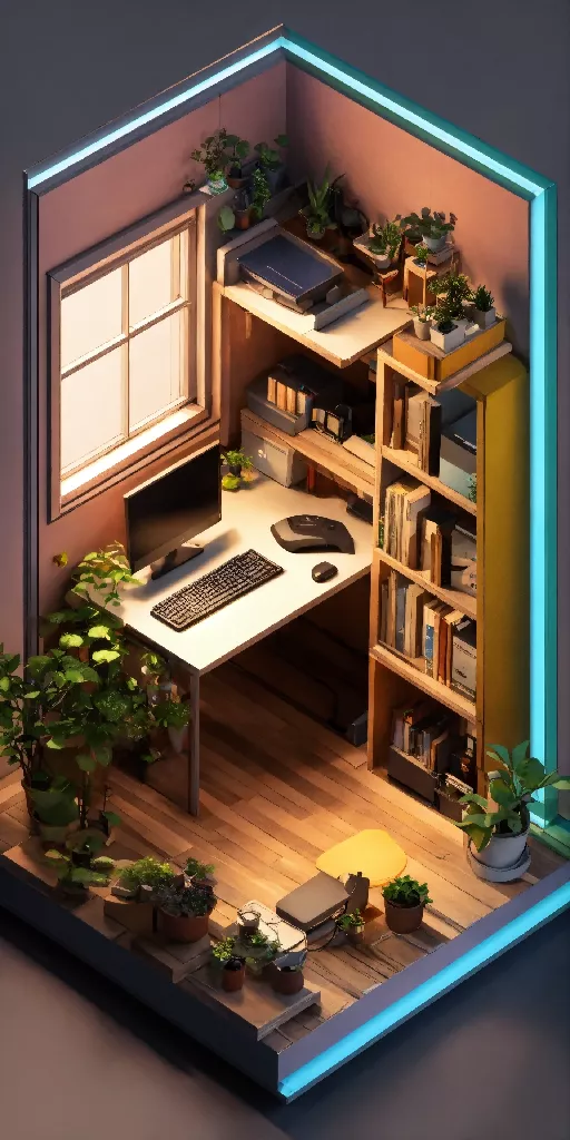 "Isometric Programmer's Retreat: A Cozy Coding Oasis" - Image 8