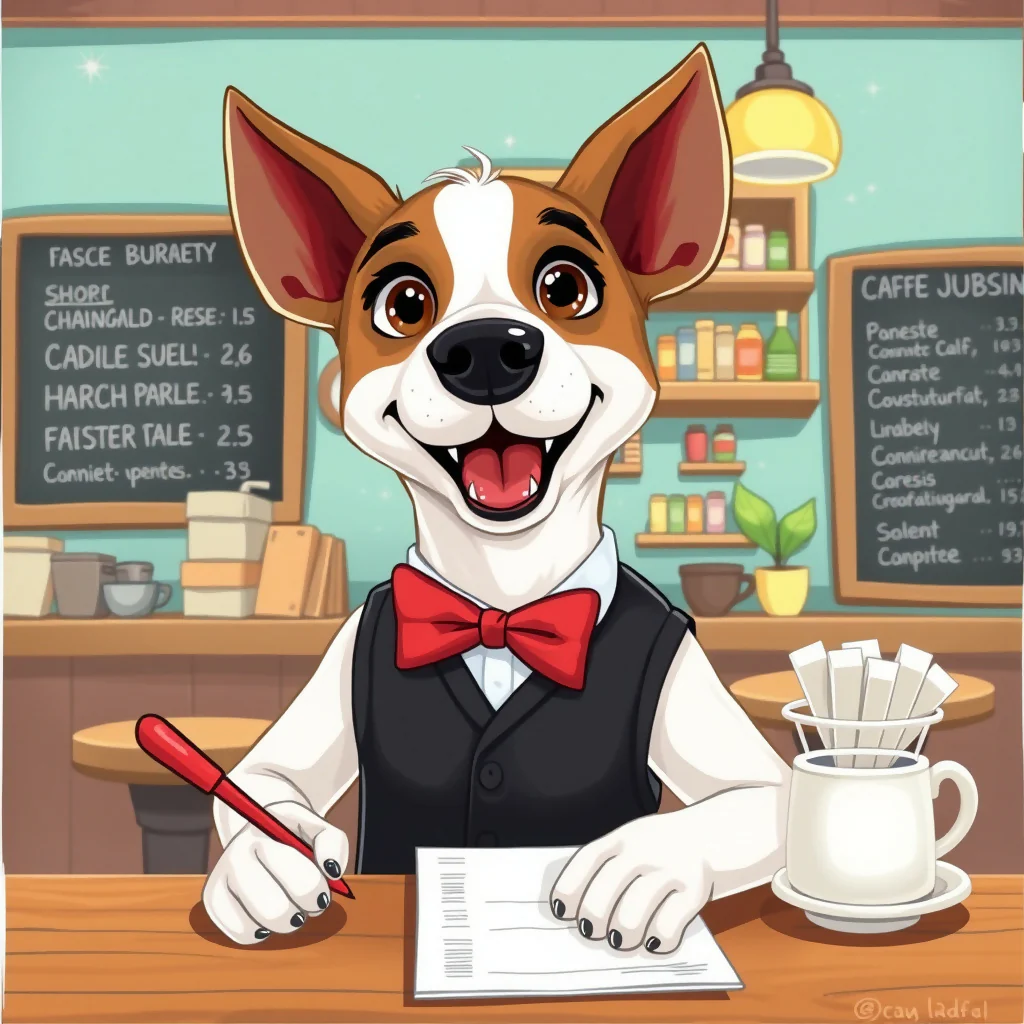 Jack Russell Terrier Barista Taking Orders - Cute Cafe Notepad AI Art" - Image 2
