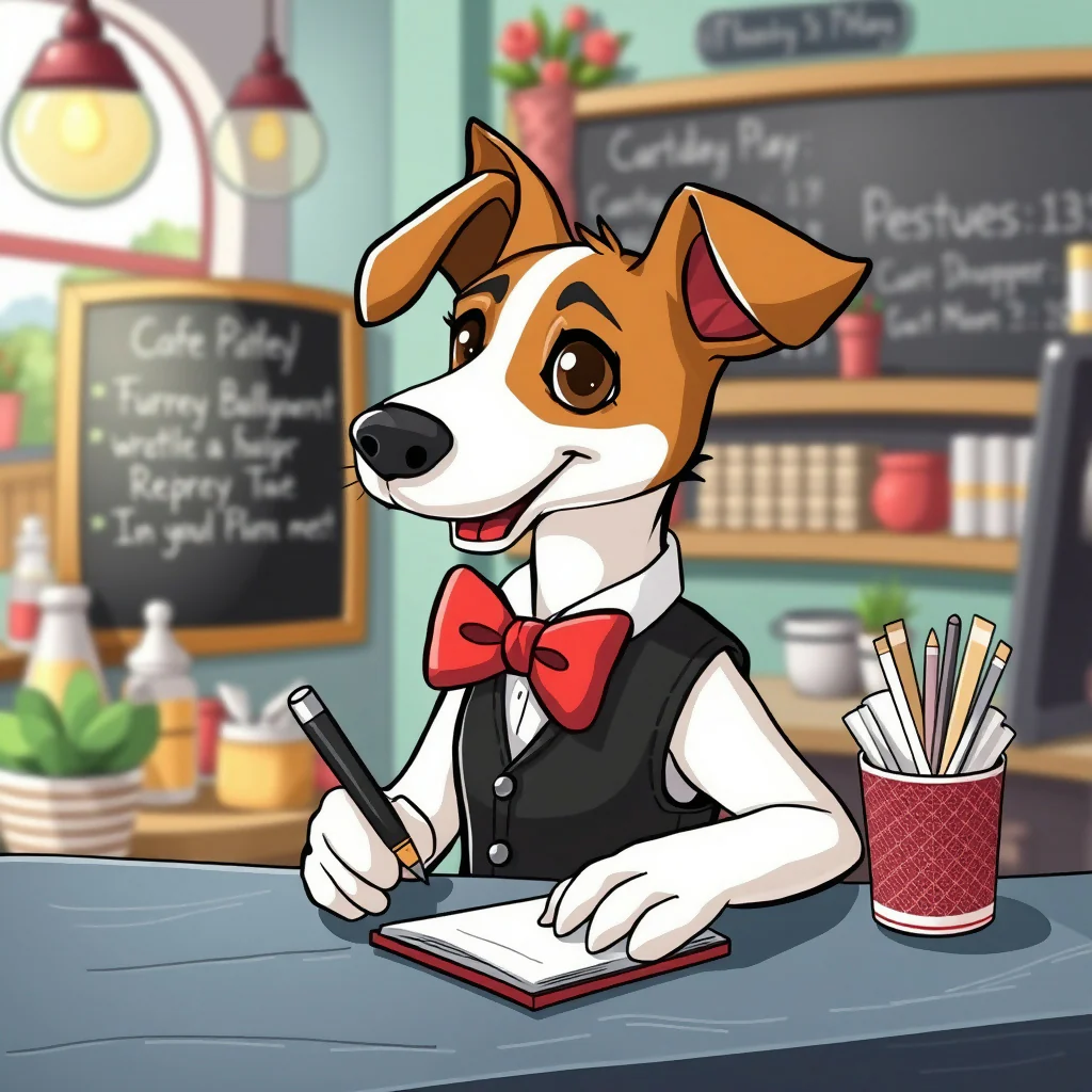 Jack Russell Terrier Barista Taking Orders - Cute Cafe Notepad AI Art" - Image 3