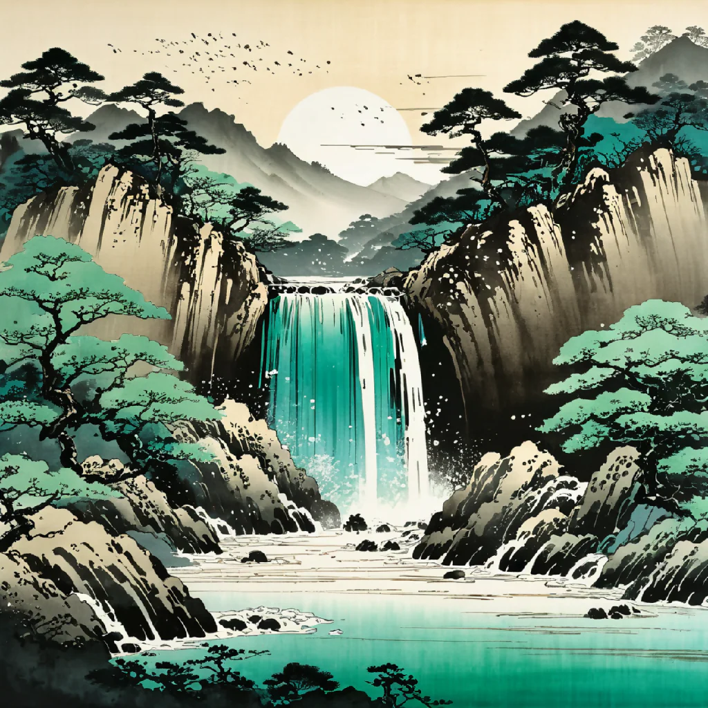Japanese art waterfall - Image 3