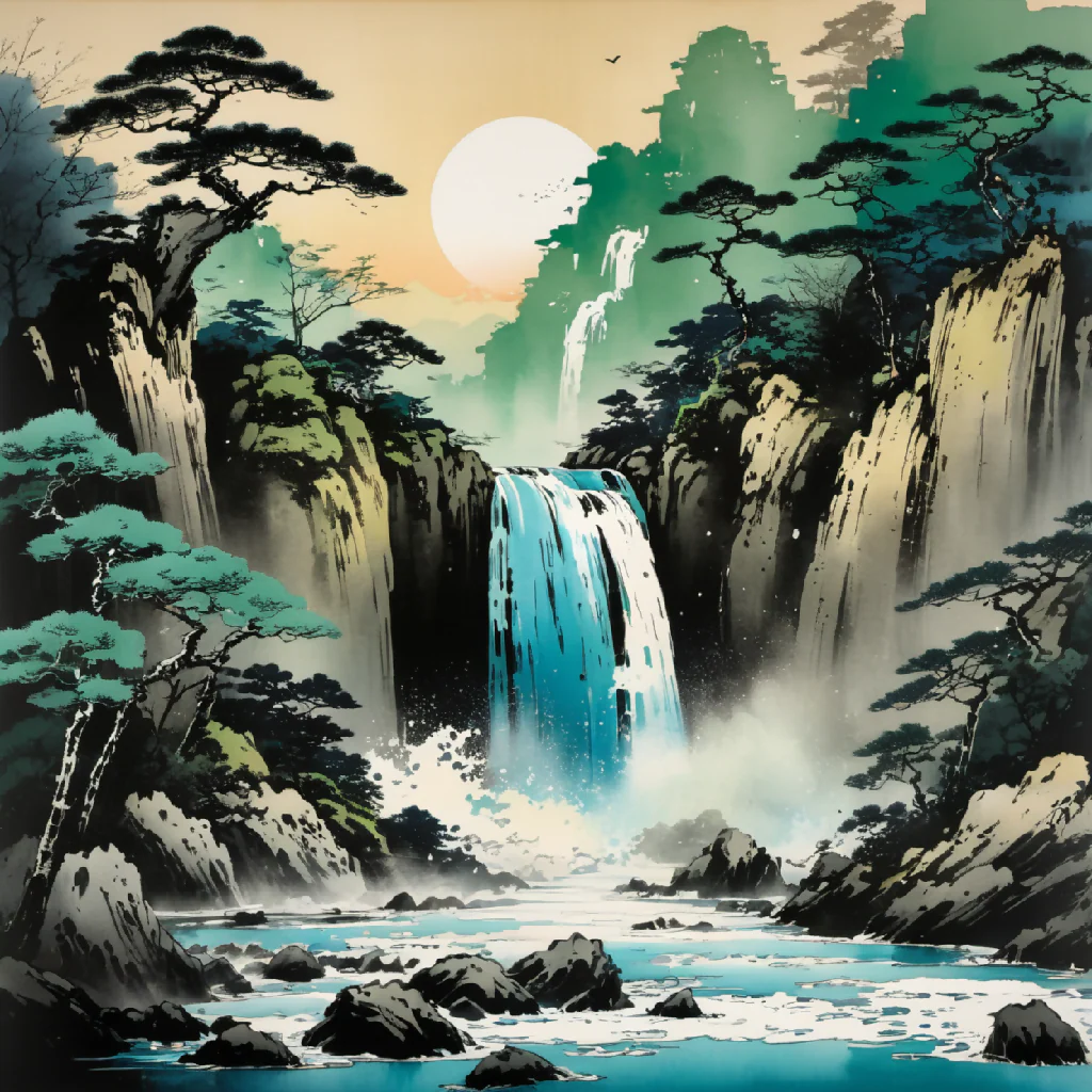 Japanese art waterfall - Image 4
