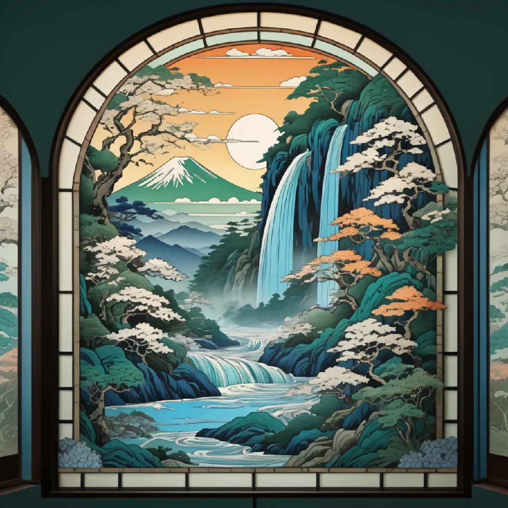 Japanese art waterfall - Image 8