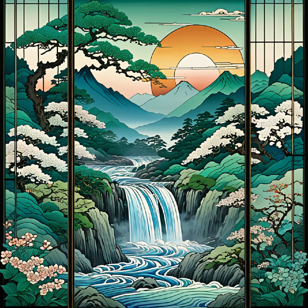 Japanese art waterfall - Image 9