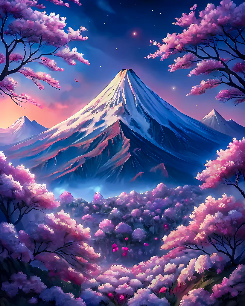 Japanese Landscape with Mount Fuji