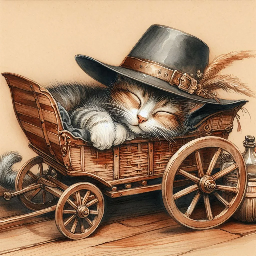 Katze in Bollerwagen