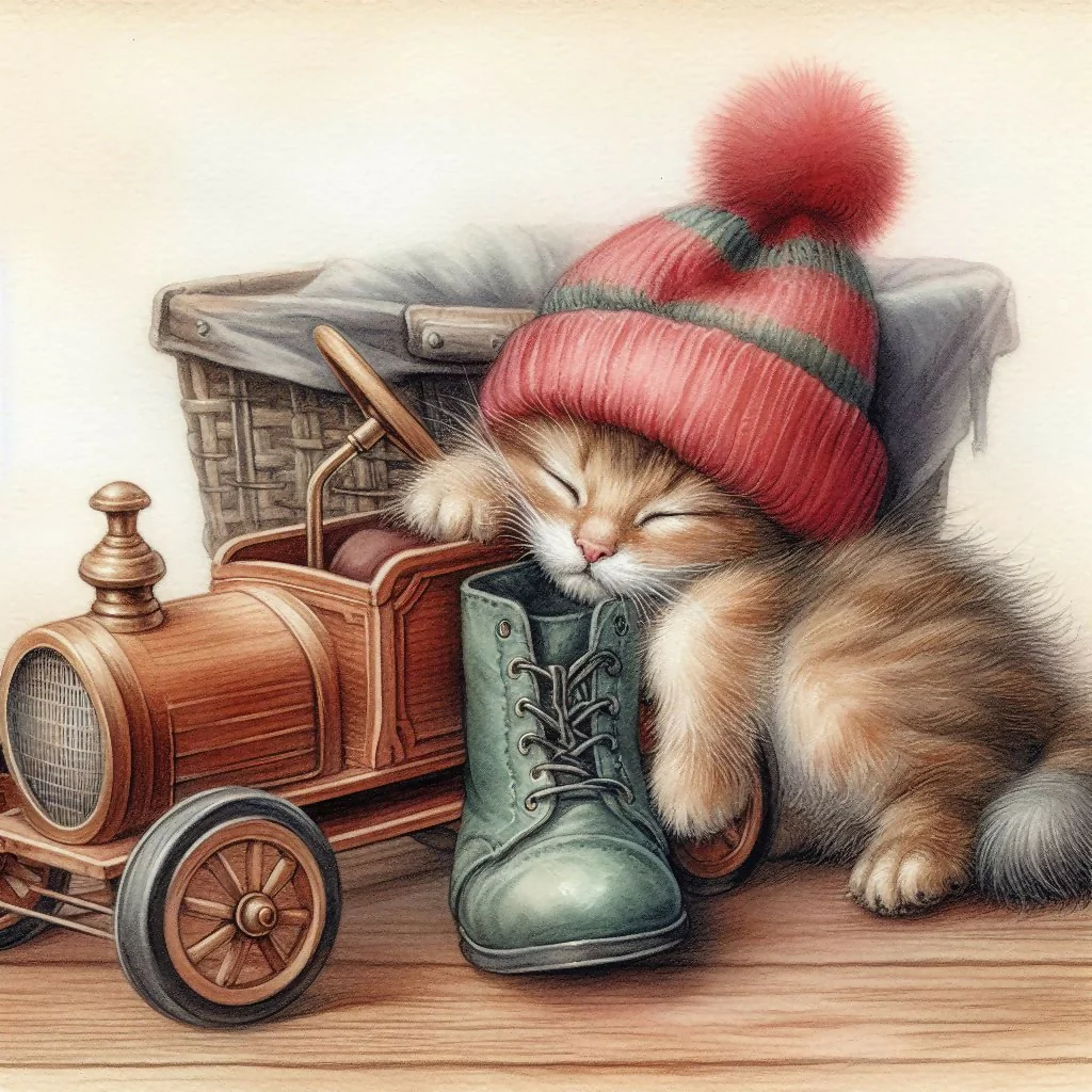 Katze mit Pudelmütze