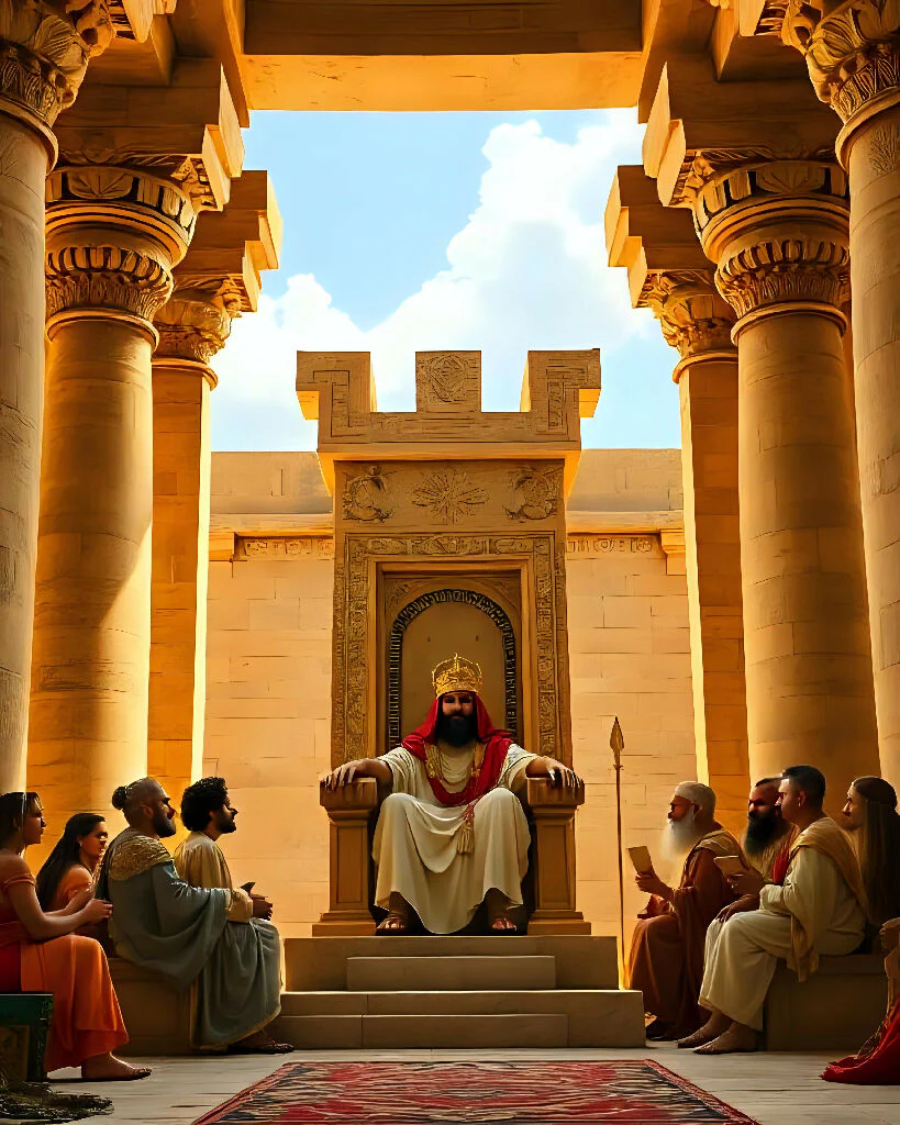 King Solomon Sitting on Throne