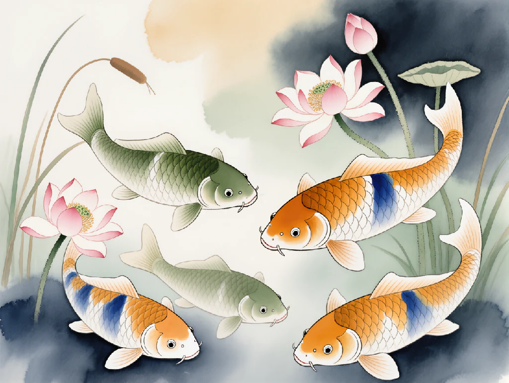 Koi Drift – Zen Water Garden Cloth - Image 3