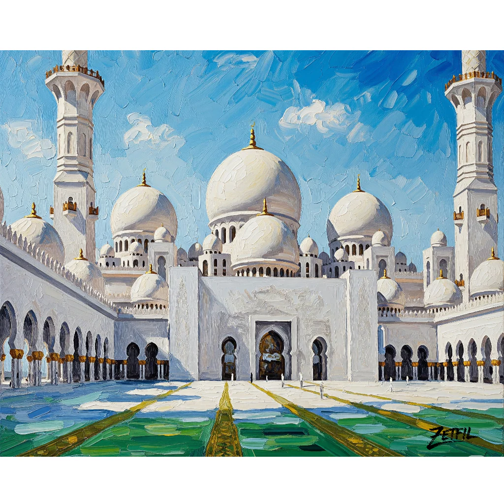 La Mosquée Sheikh Zayed sous un ciel d'été