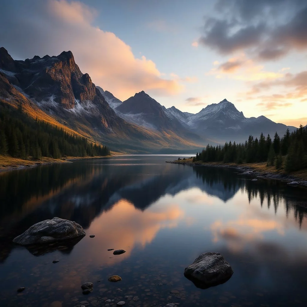Lake Mountains and Forest