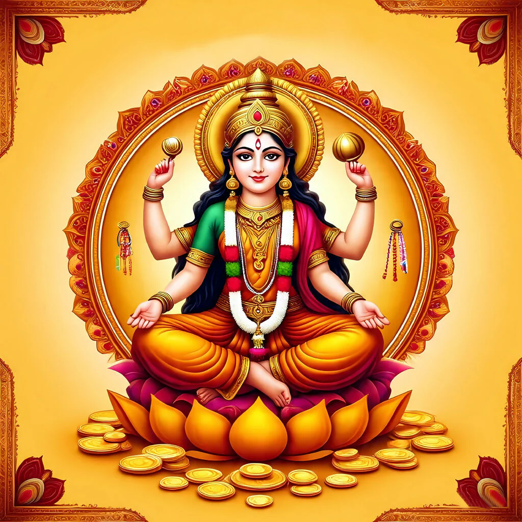 Lakshmi Divine Radiance Lotus Blessing Portrait