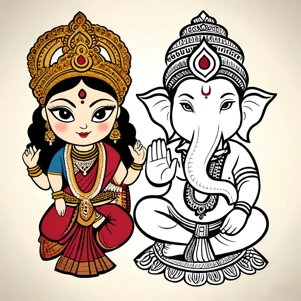 Lakshmi Ganesha Divine Duo Pop Art Blessings