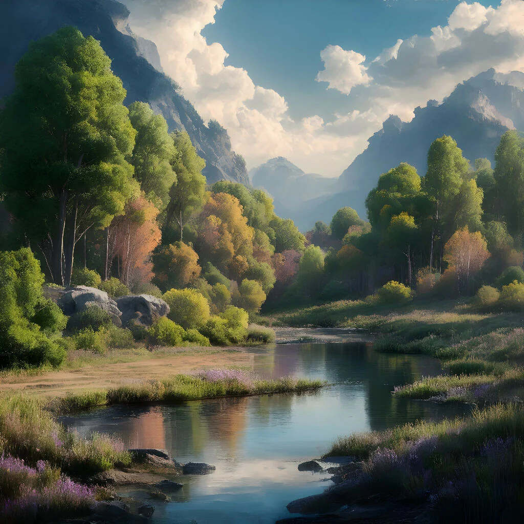 Landscape art with rolling green hills - Image 10