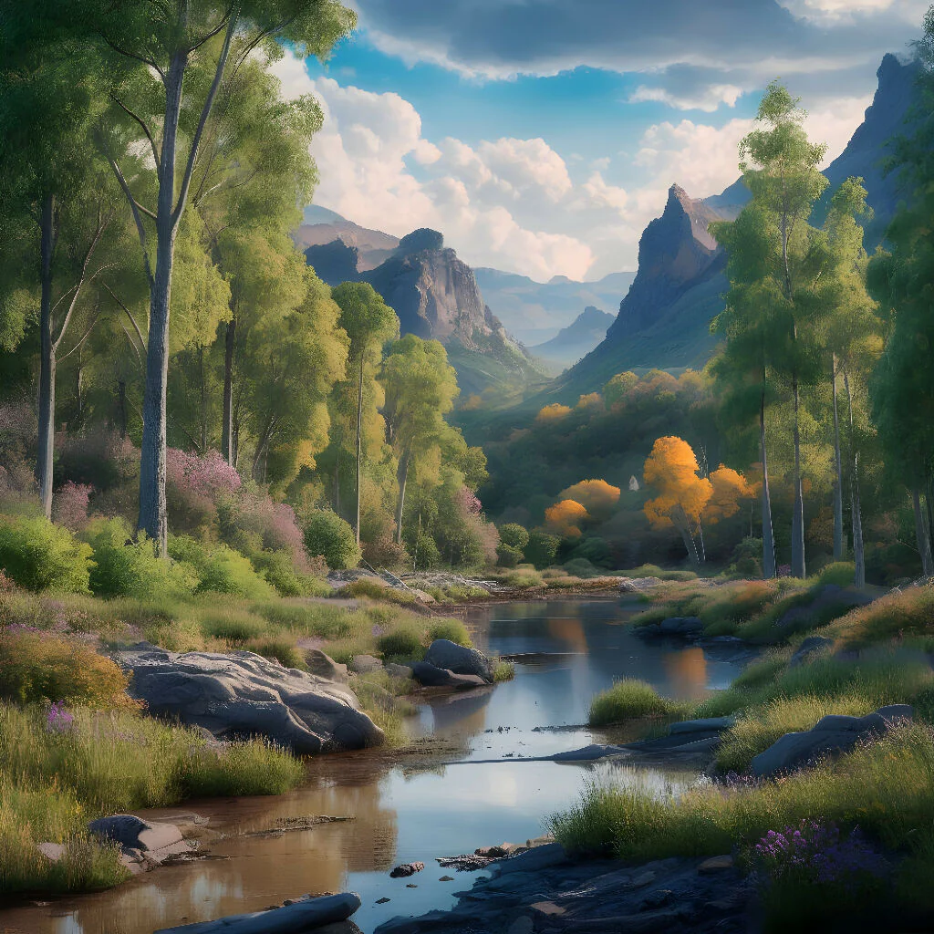 Landscape art with rolling green hills - Image 6