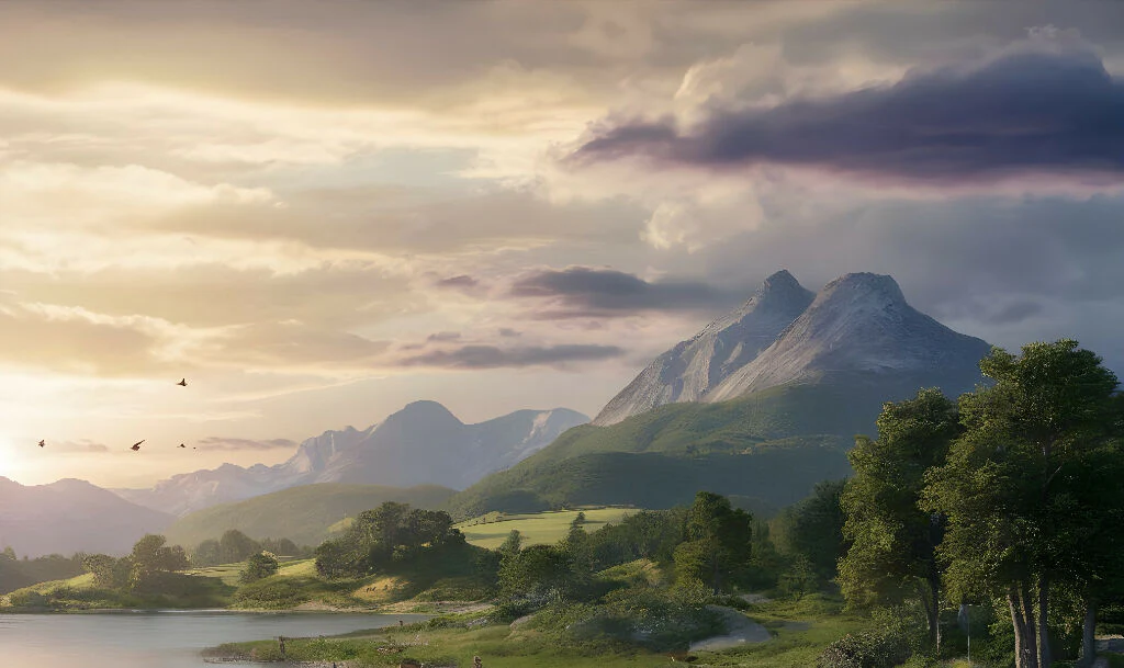 Landscape art with rolling green hills - Image 9