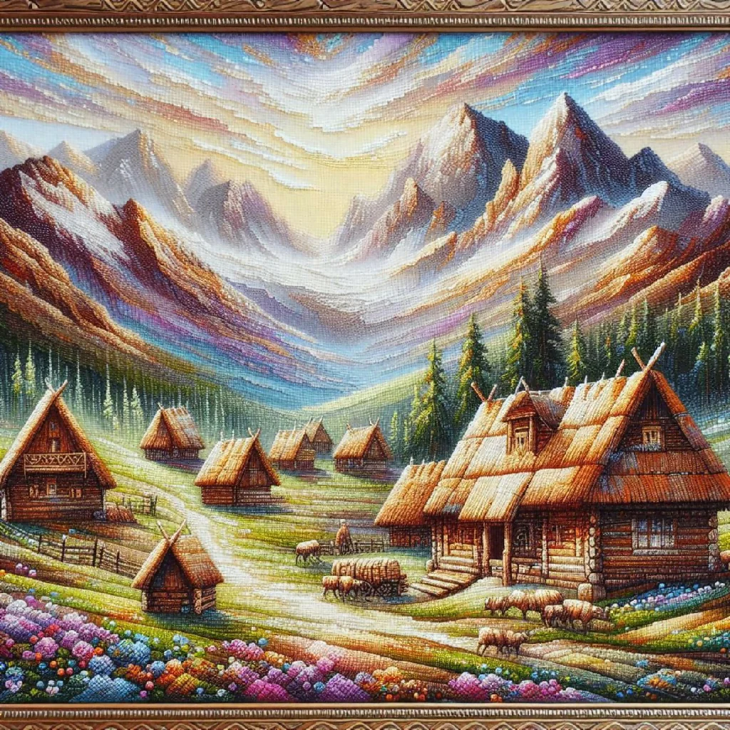 Landscape village mountain in crochet - Image 10
