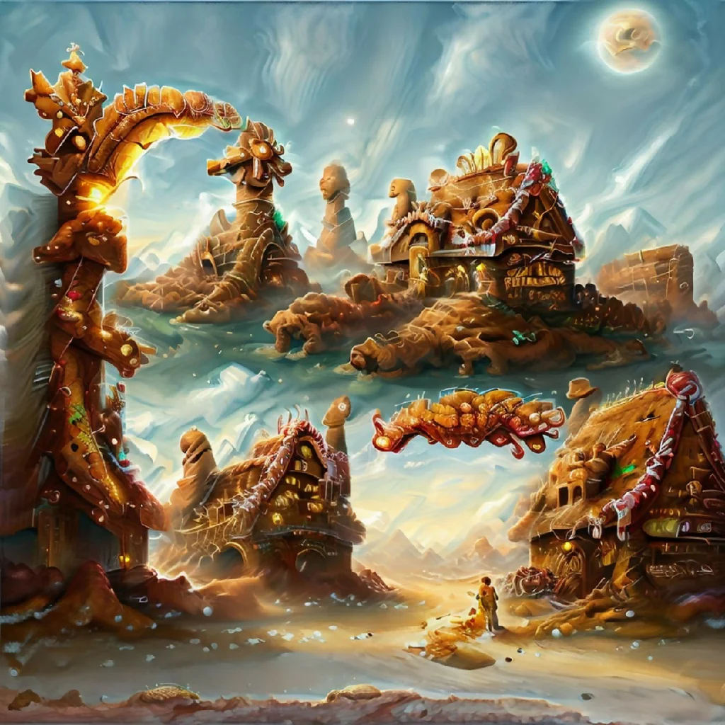 Landscape village mountain wooden huts - Image 3