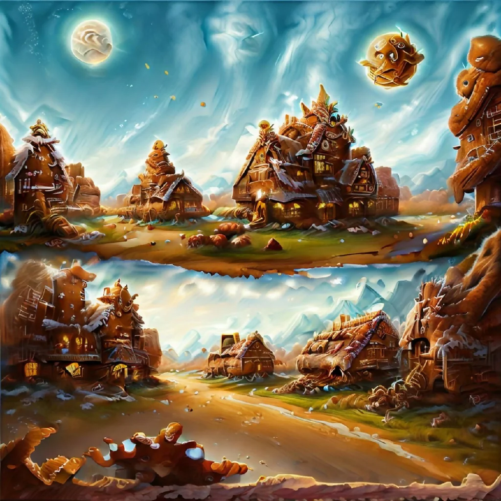 Landscape village mountain wooden huts - Image 4