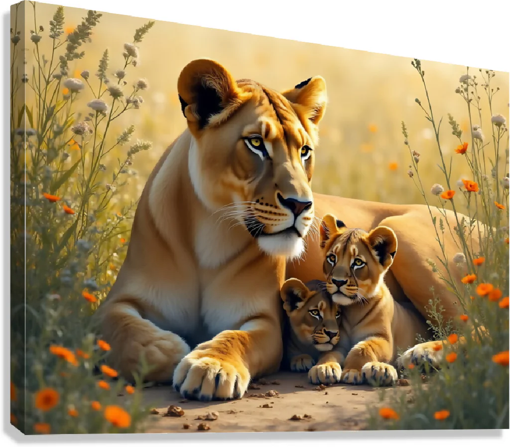 "Lioness and her cubs 1" - Image 4