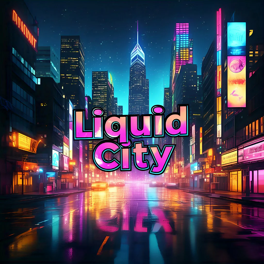 Liquid Cityscape: Neon Reflections