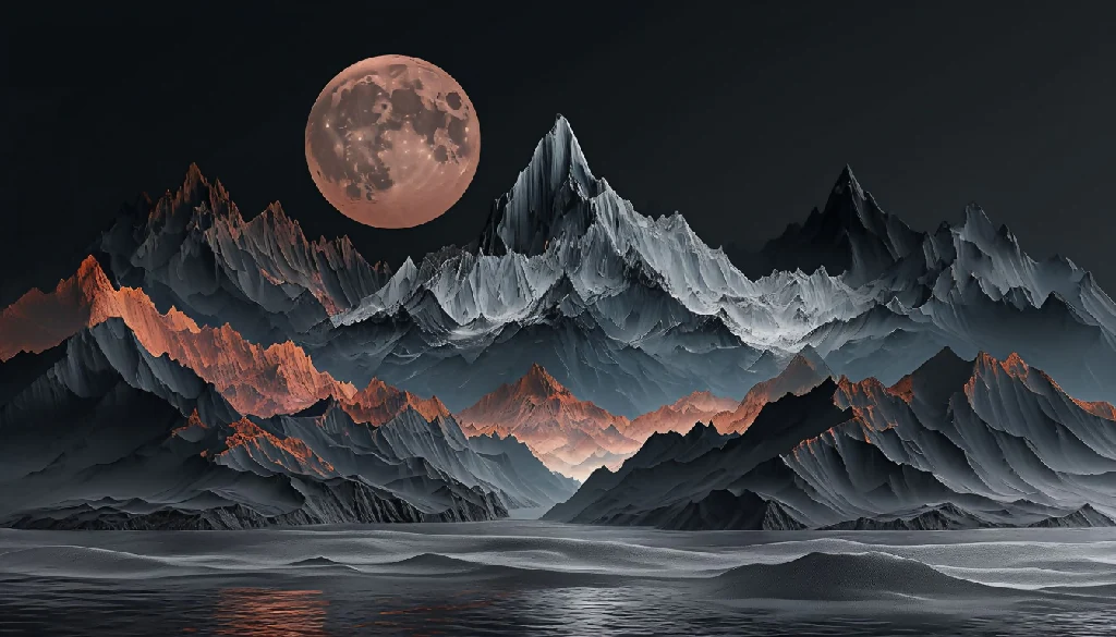 Lunar Majesty over the Obsidian Peaks