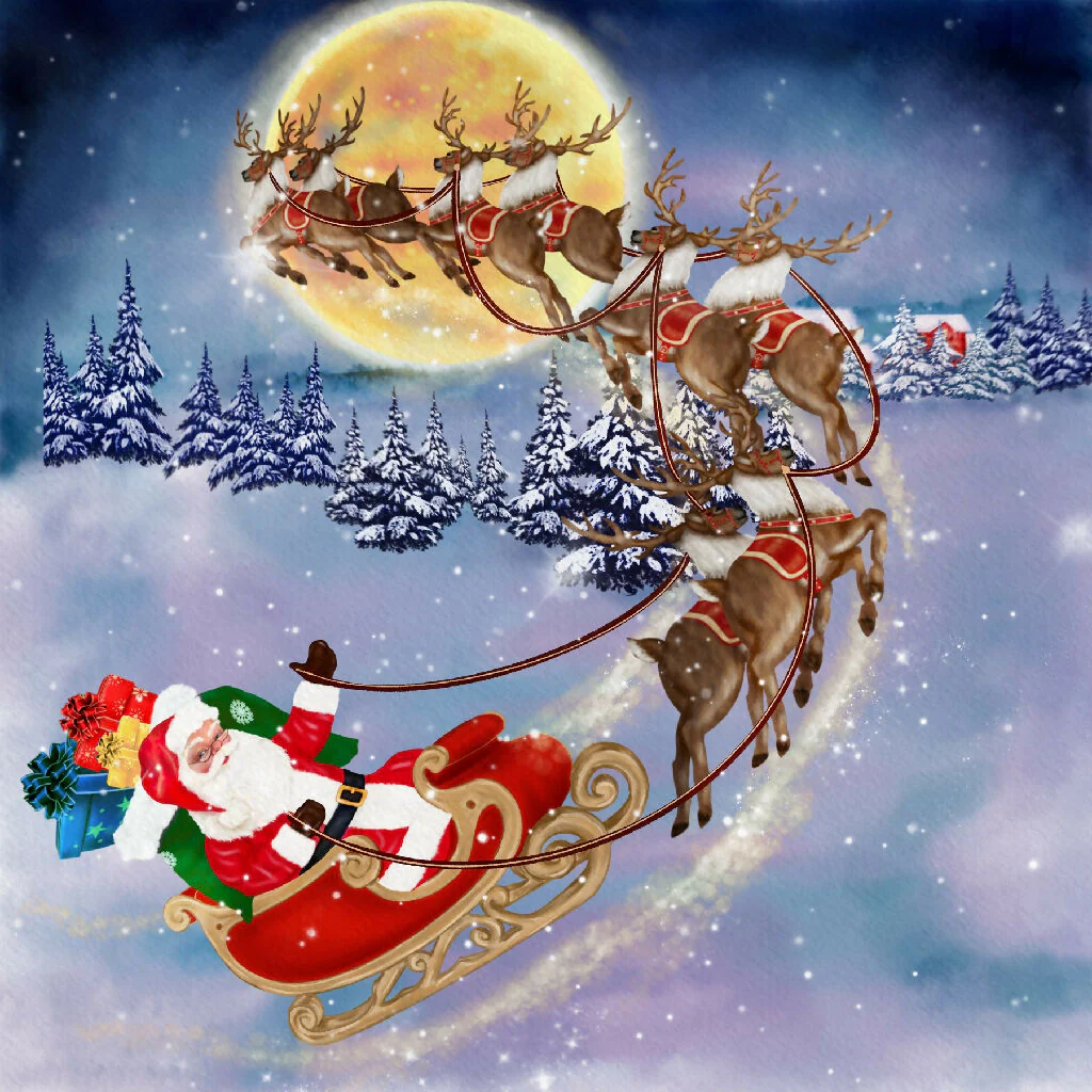 Magical Santa Sleigh Ride - Perfect AI Art for Your Holiday Cheer!