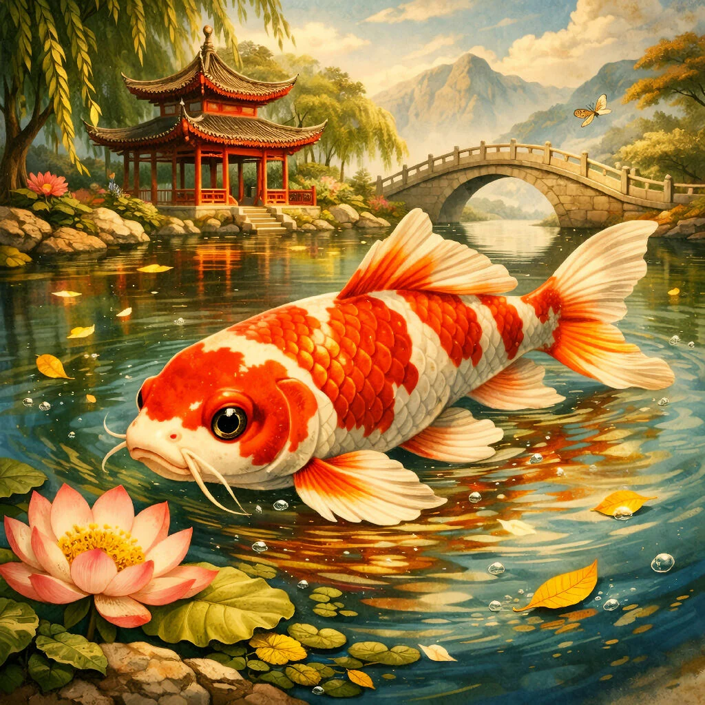 “Majestic Koi of the Celestial Pond”