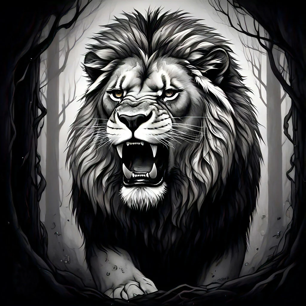 Majestic Roaring Lion AI Art