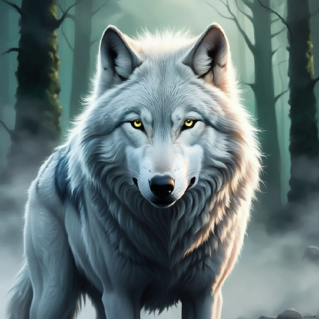 Majestic Wolf in Emerald Forest