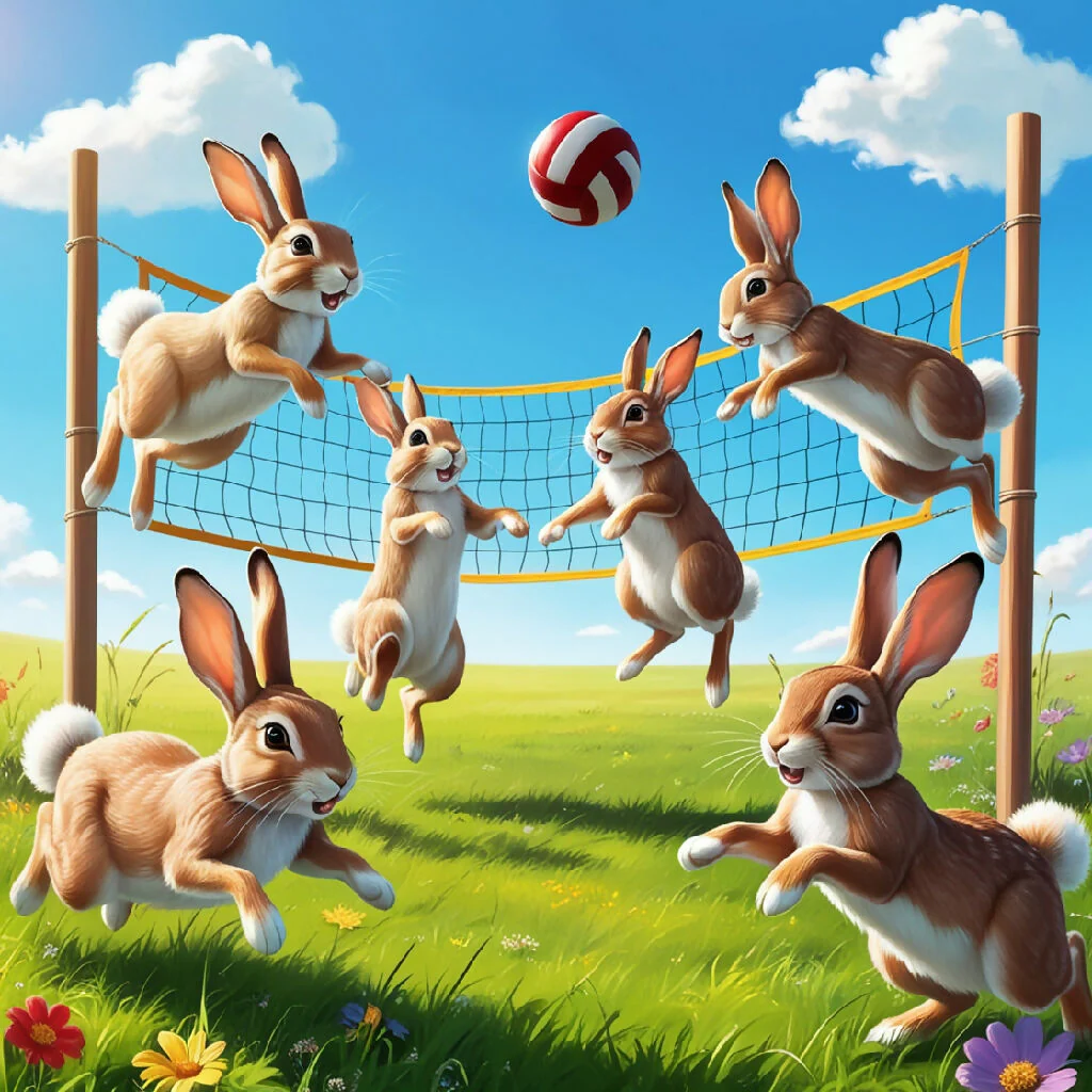 Meadow Match: Rabbits in Action - Image 2