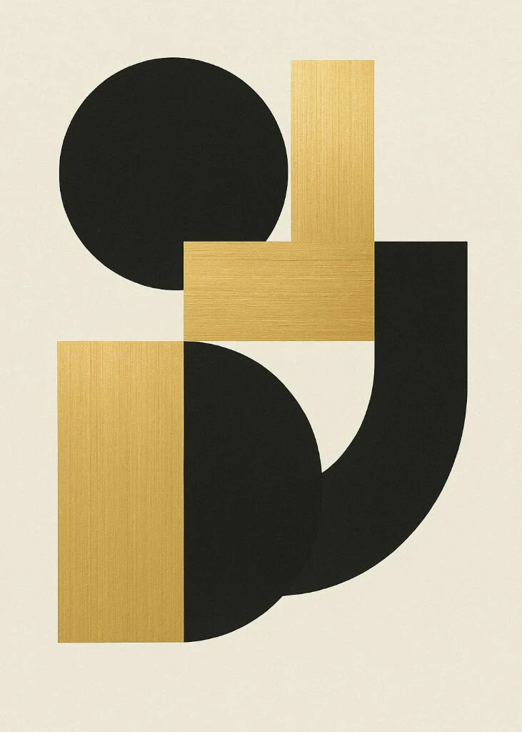 Minimalist Golden Geometric — Modern Abstract Print
