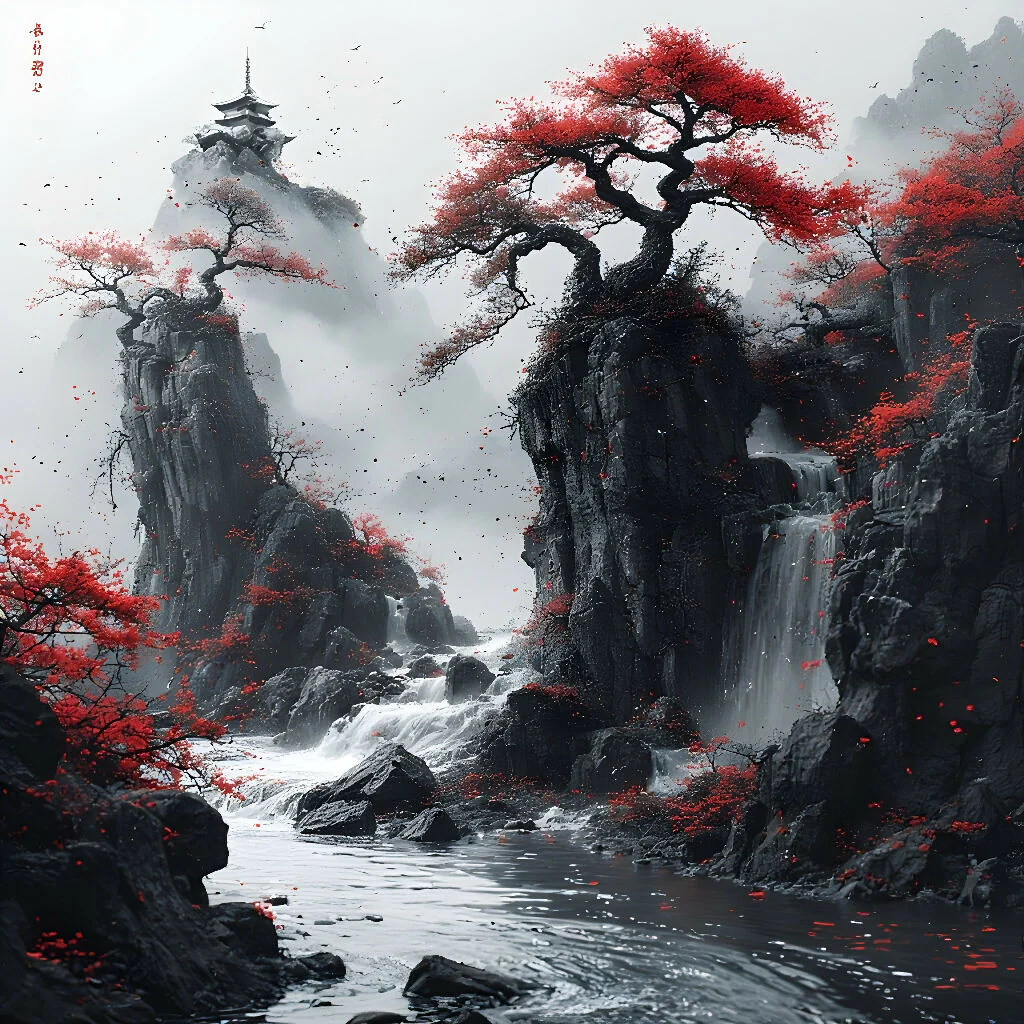 Mist Over Crimson Falls