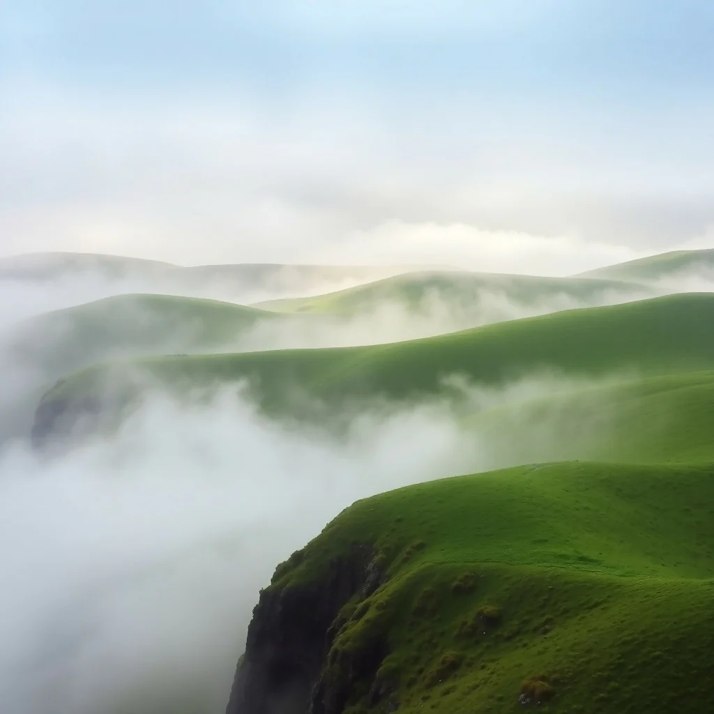 Misty Rolling Hills Landscape