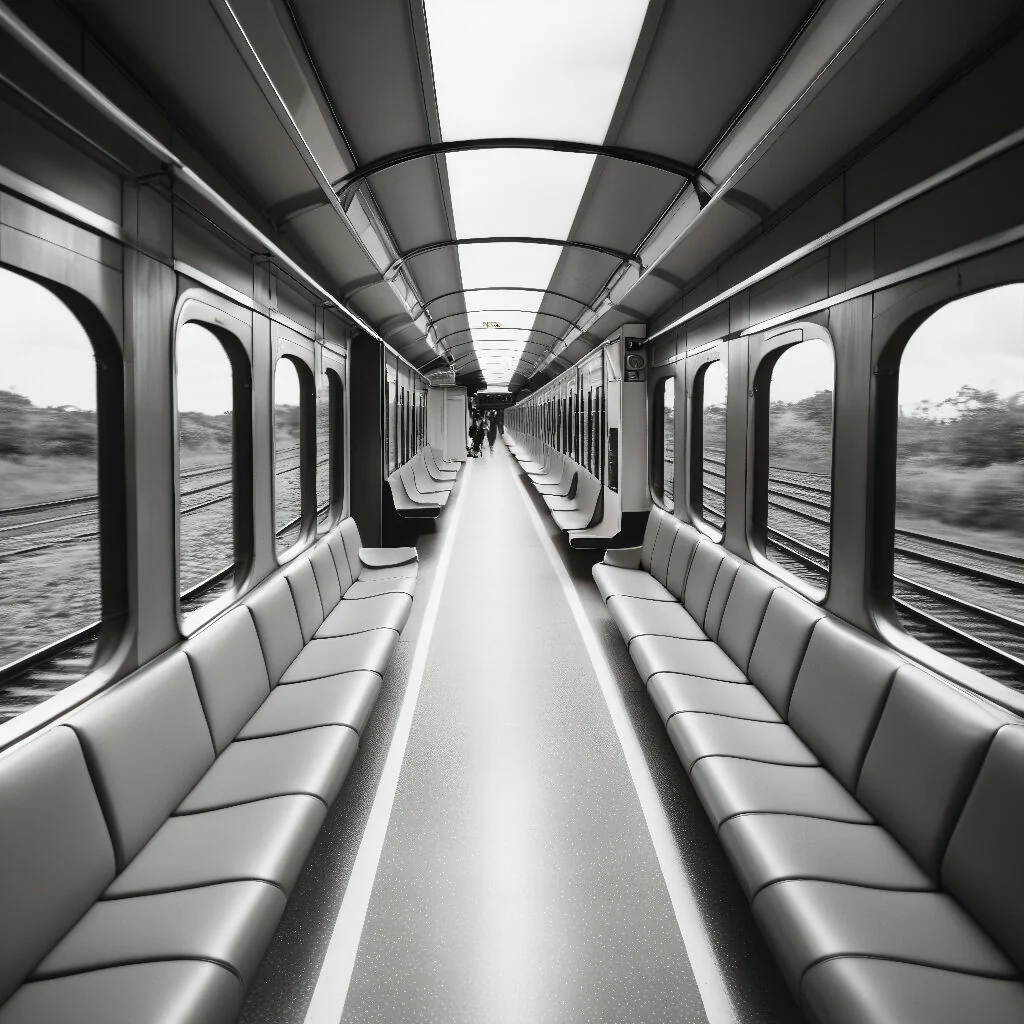 Modern Train Carriage with Sleek Seating