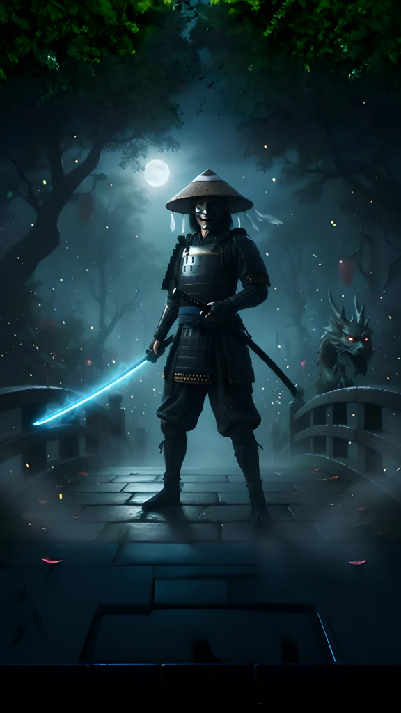 Moonlit Samurai Warrior Dark Fantasy