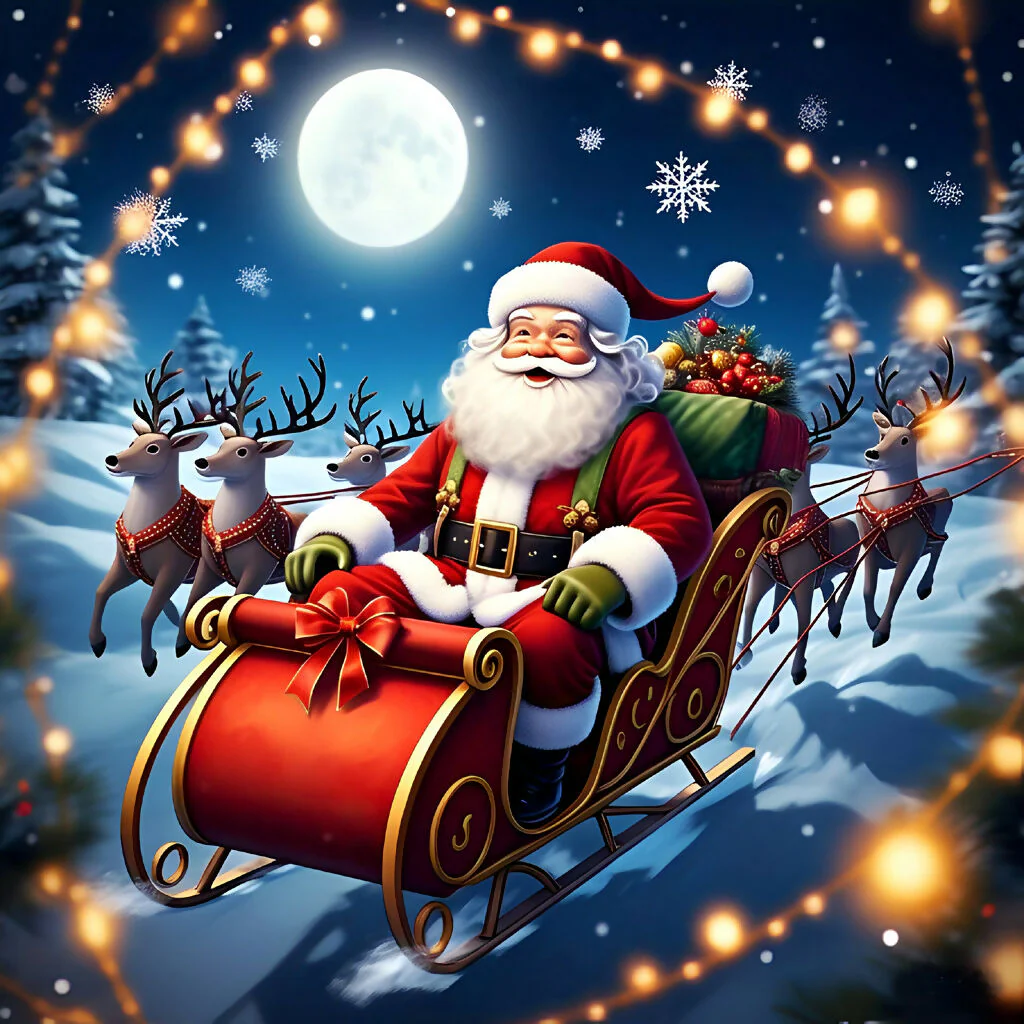 Moonlit Sleigh Ride: Santa’s Magical Journey