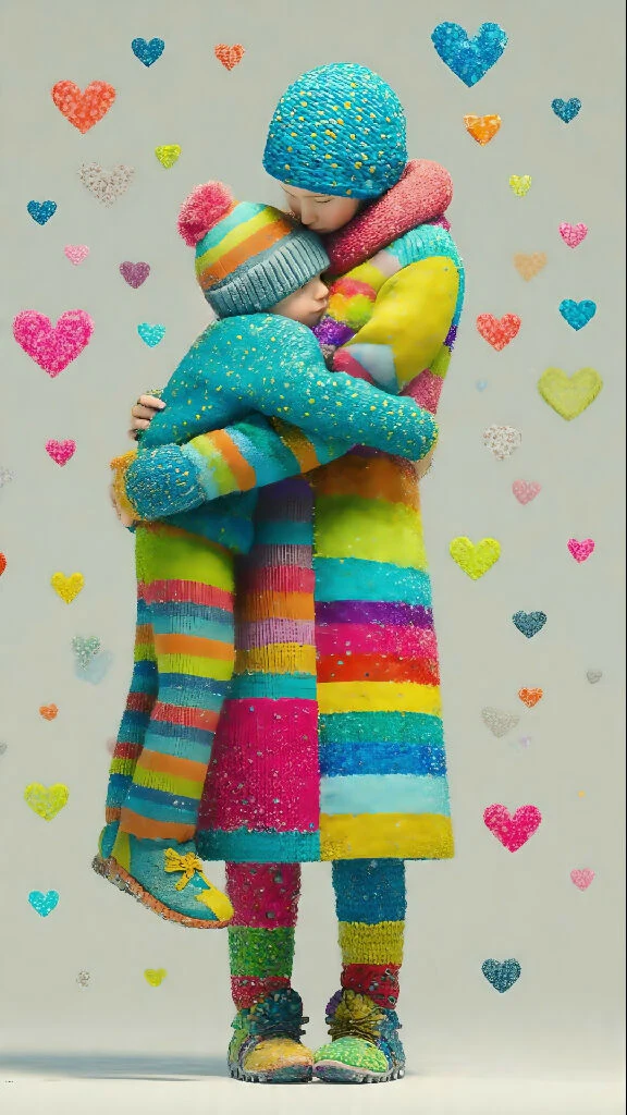Mother Hugging Her Son in Warm Embrace
