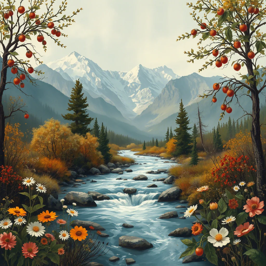 Mountain Stream in Autumn" - Image 3