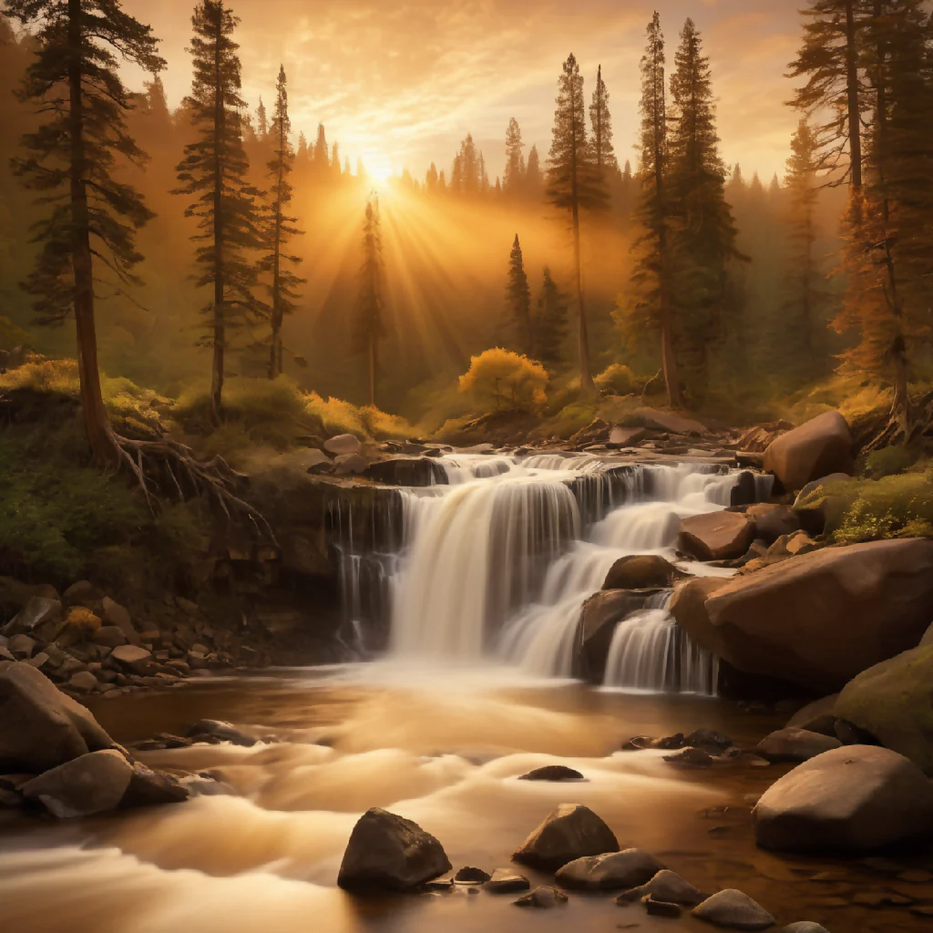 Mountain village in the middle of the forest at sunset - Image 2