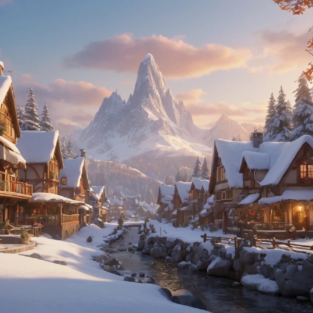 Mountain village in winter - Image 2