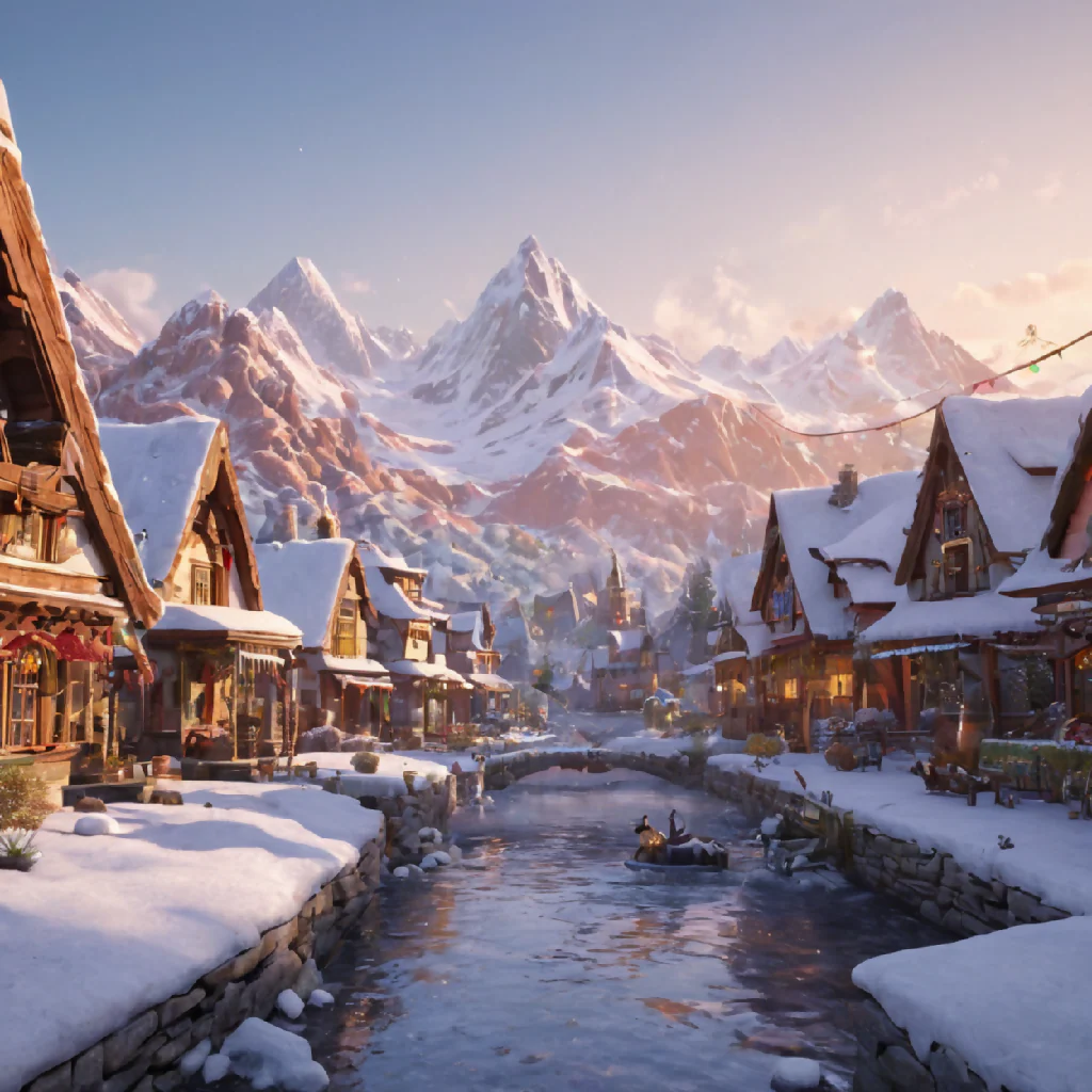 Mountain village in winter - Image 4
