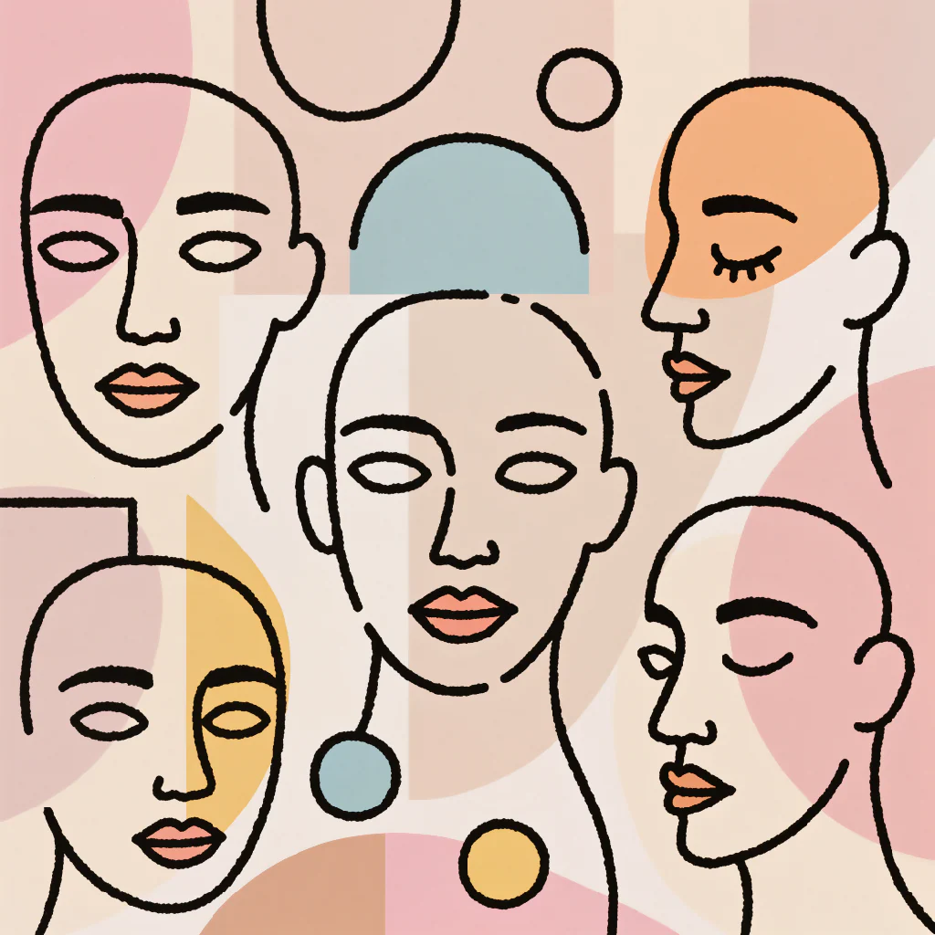 "Muted Muses – Geometric Face Art" - Image 2
