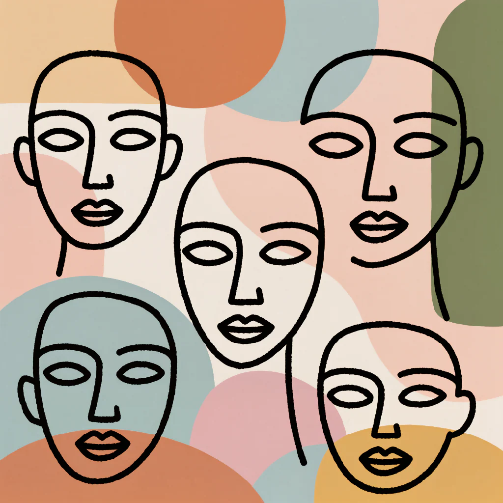 "Muted Muses – Geometric Face Art" - Image 3