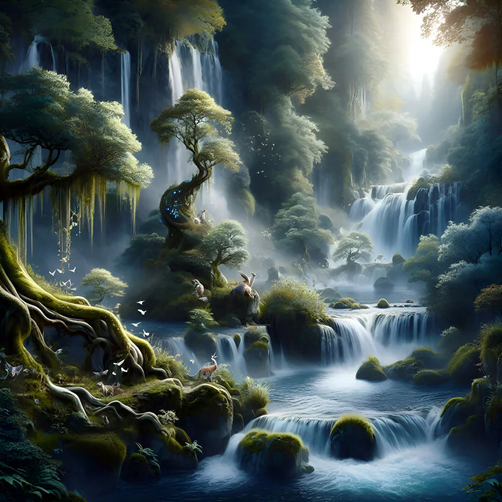 Mystical Waterfalls of Tranquil Forest
