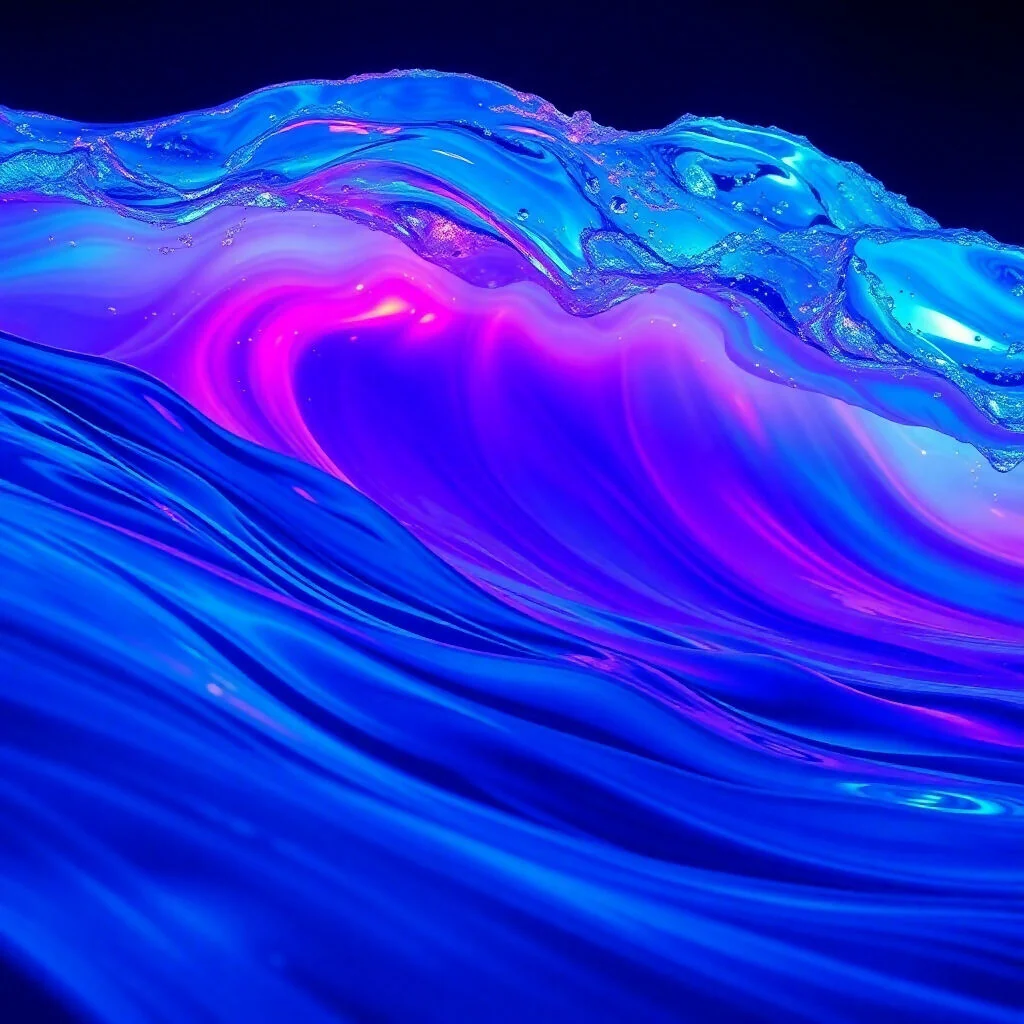 Neon Blue and Pink Liquid Wave Abstract 3D Digital Art Background