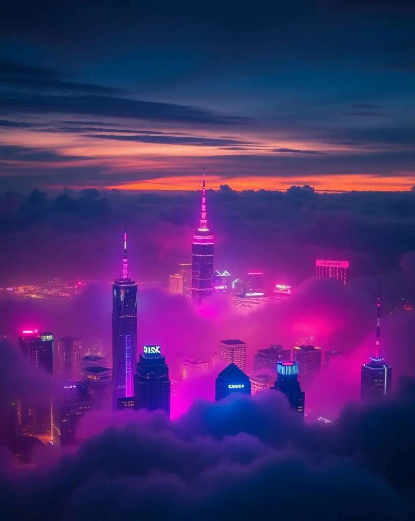 Neon cloud city