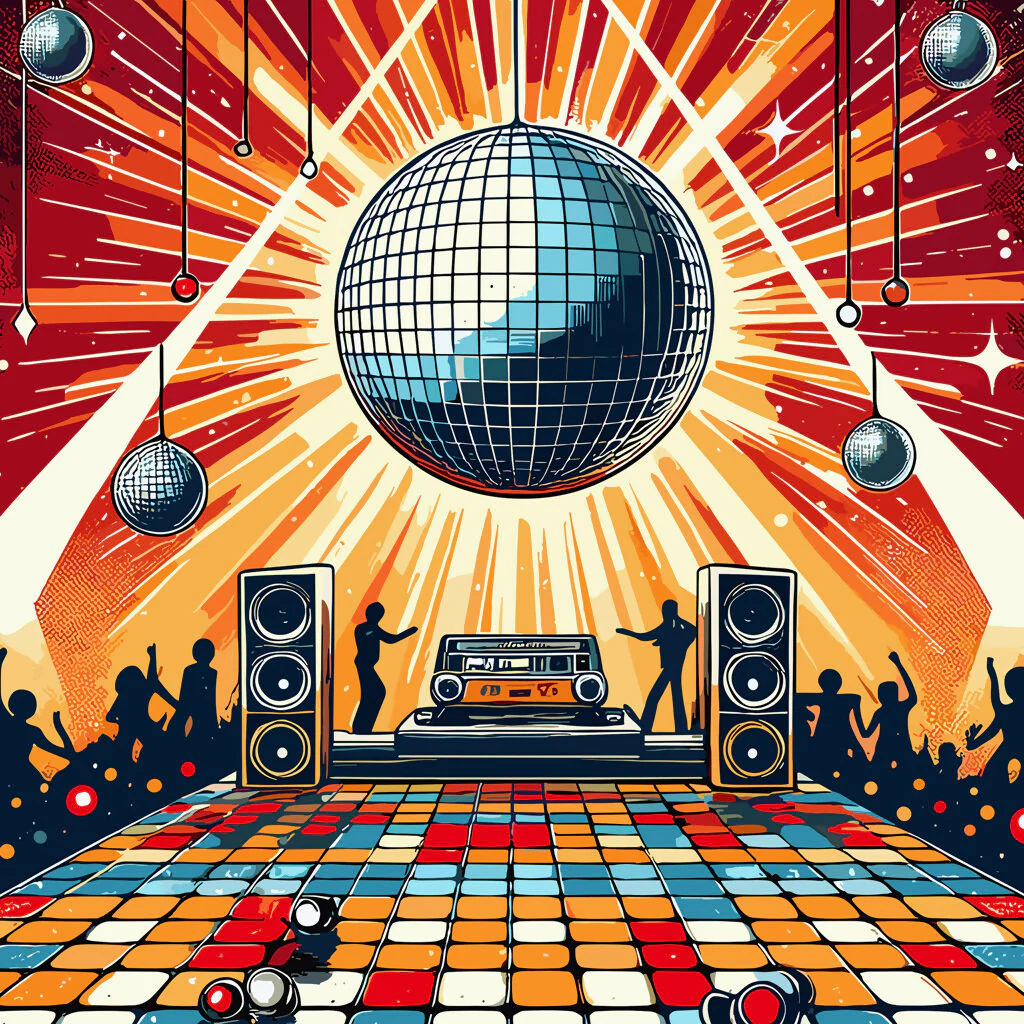 Neon Groove Disco Party Wall Art