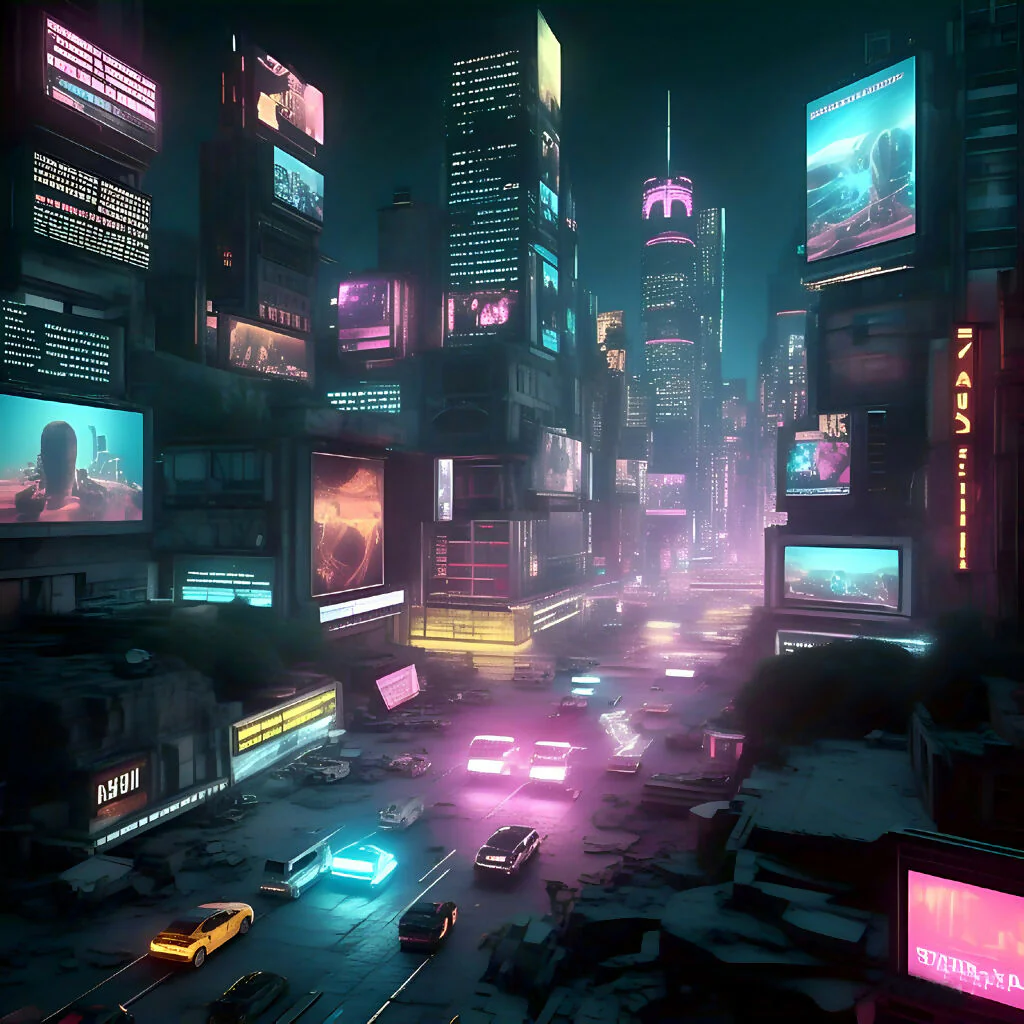 Neon Horizon: Futuristic Cyberpunk Cityscape
