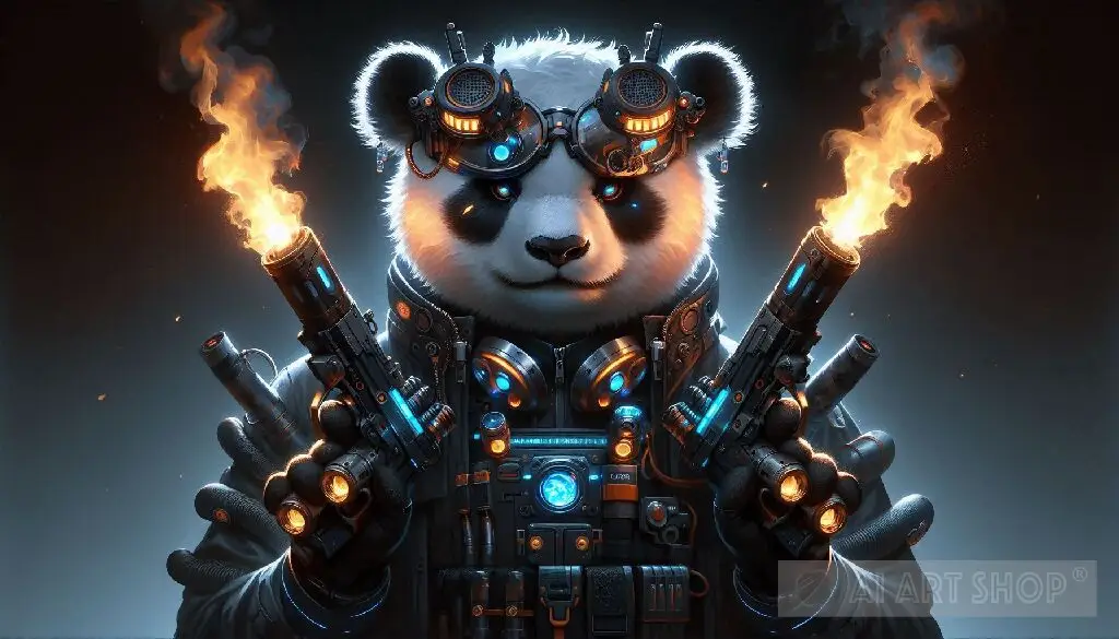 Neon Nature: The Cyberpunk Panda’s Stand