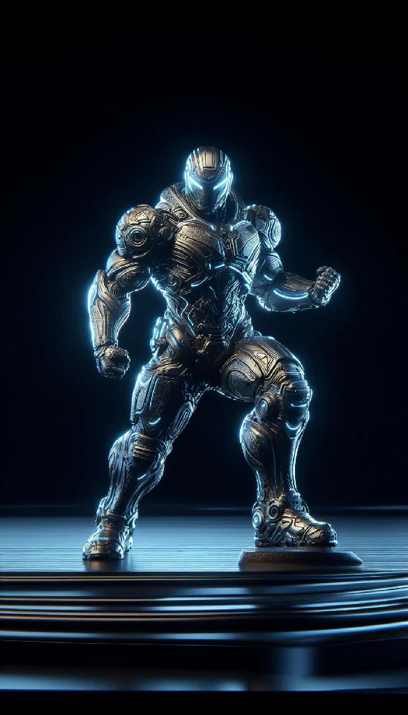 “Neon Sentinel: Futuristic Armored Warrior”